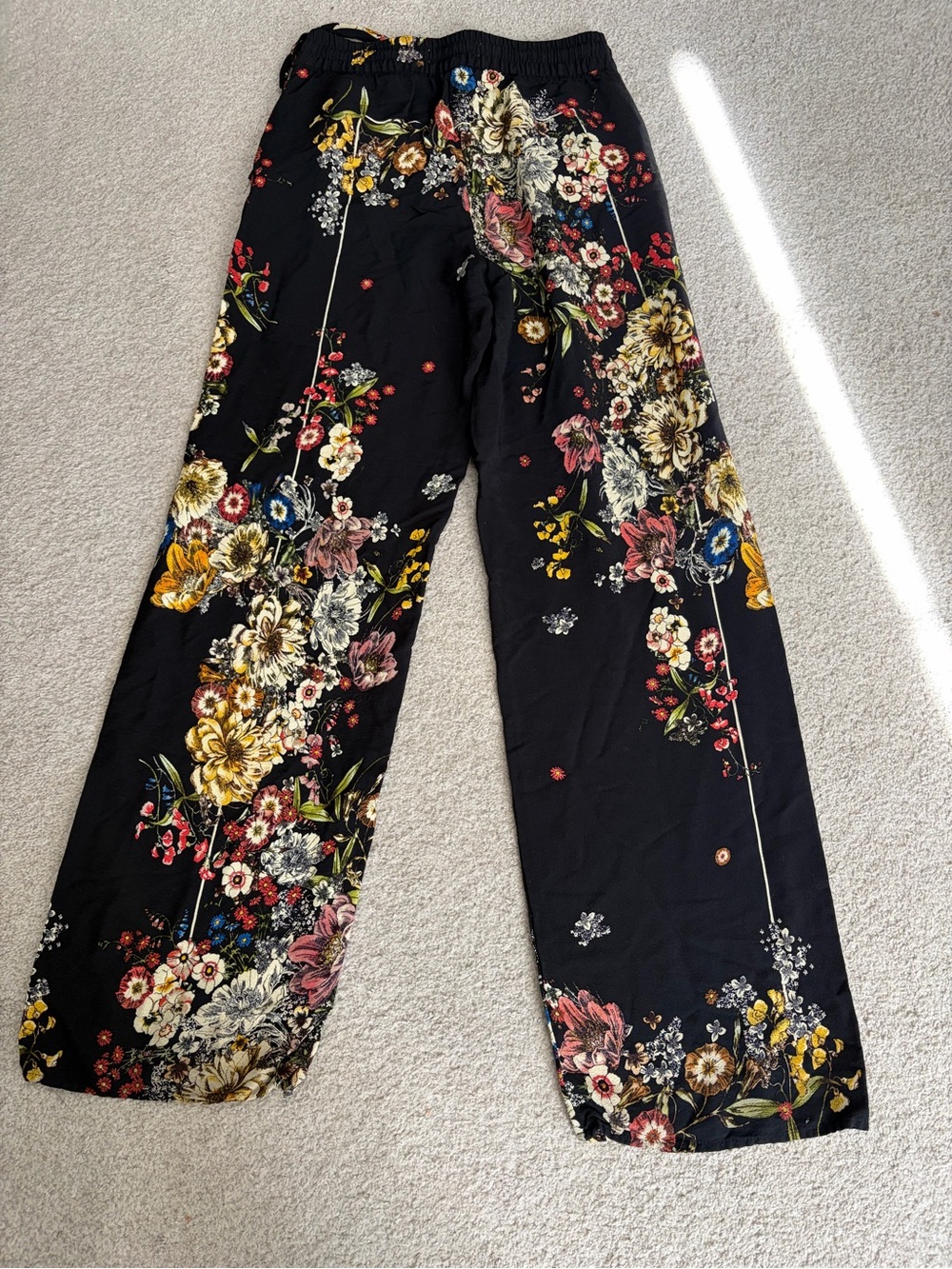 Philosophy Floral Wide-Leg Pants, Women’s Black XS Viscose Flowy Pants w/ Pocket - Picture 2 of 9